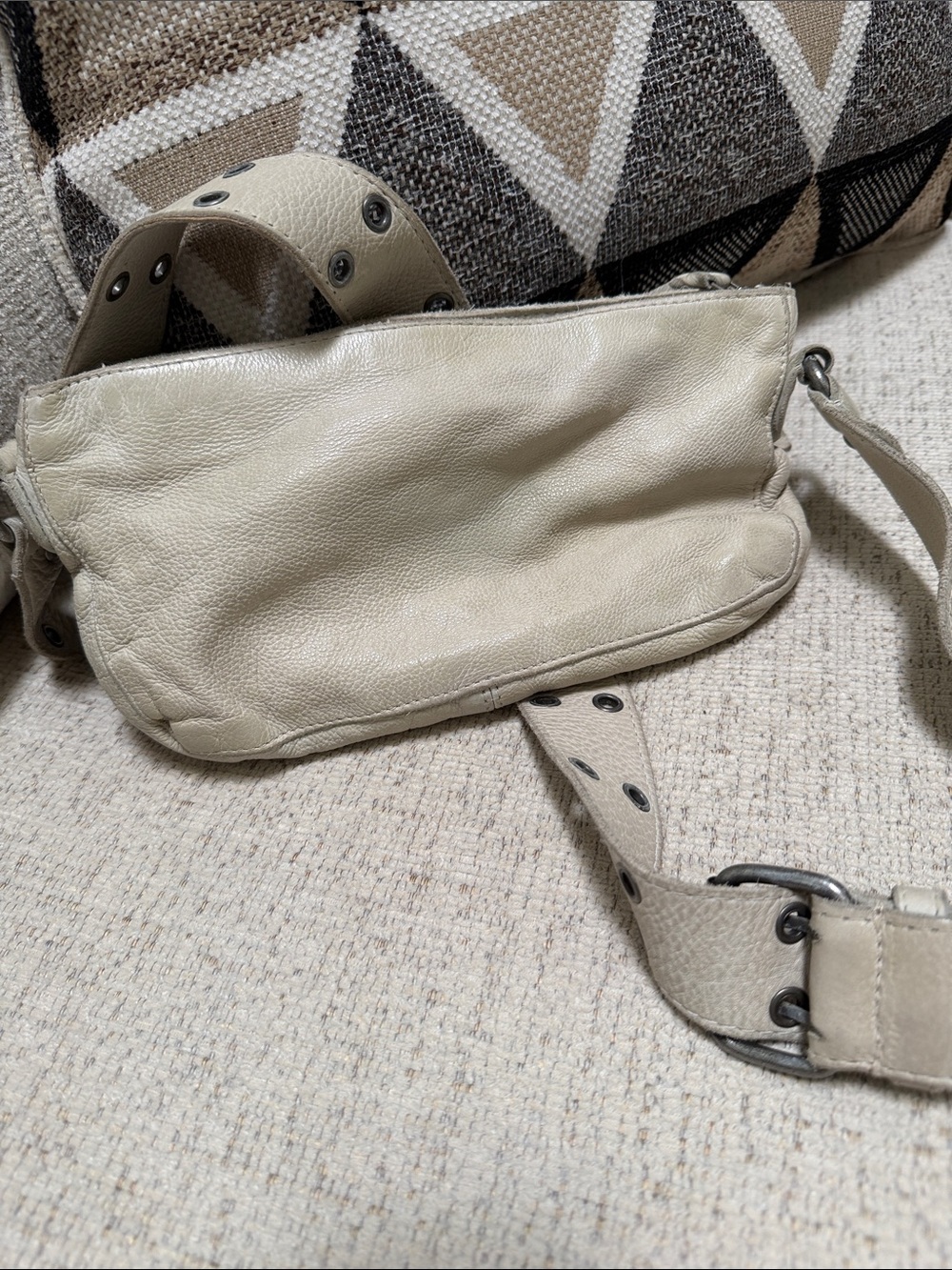 Free People Cream Leather Belt Bag with Grommet Strap - Picture 3 of 5